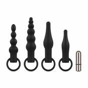 Easytoys Komplet analnih čepov z bullet vibratorjem Easytoys, črn