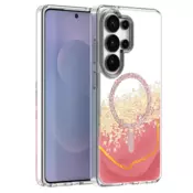 Onasi Marmor Glitter MagSafe za Samsung Galaxy S26 Ultra 5G - prozorno roza z bleščicami