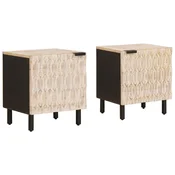 Nocni ormar 2 pcs Bijelo 40 x 33 x 46 cm Cvrsto drvo manga