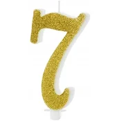 Rojstnodnevna sveča številka 7, zlata, 10 cm, 1 kos.