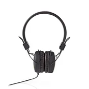 Nedis HPWD1100BK - Žičane slušalice | Na uho | Sklopive | Okrugli kabel 1,2 m | Crne