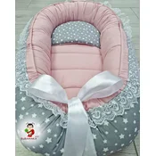 Bubamara037 Gnezdo za bebe Zvezdice, Sivo-roze