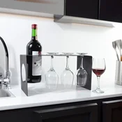 Hanah Home dekorativni metalni stalak za vino Vin Hld-3017, crni