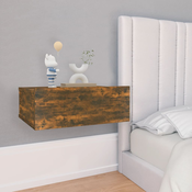 vidaXL Lebdeča nočna omarica 2 kosa dimljeni hrast 40x30x15cm inž. les