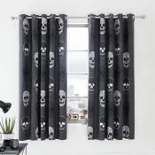 Temno sive otroške zavese v kompletu 2 ks 168x183 cm Skulls – Catherine Lansfield