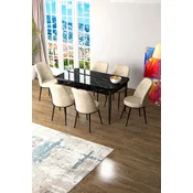 Hanah Home Set Trpezarijski sto i 6 stolica Zen, Krem-crni