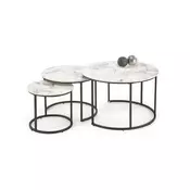 Set 3x konferencijski stolić COMORO bijela/crna