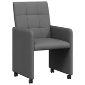 Vidaxl Jedilni stoli s kolesi 2 szt. Temno siva 58 x 65 x 94 cm blago