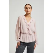 Womens shirt with ruffles MOODO - pink