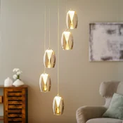 Brilliant Obesek LED Metropolis iz dimljenega stekla s petimi svetilkami - Dnevna soba/jedilnica - Sodobni - krom, dimno siva - Steklo