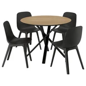 NORRMJÖLE/ODGER Miza in 4 stoli, imitacija hrasta črna/antracit, 105 cm