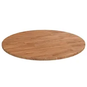 Vidaxl Okrogla mizna plošča svetlo rjava O80x1,5 cm trdna hrastovina