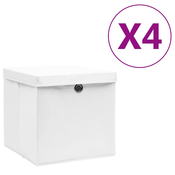 vidaXL Škatle s pokrovi 4 kosi 28x28x28 cm bele