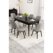Hanah Home Nix produživi trpezarijski sto i 4 stolice, crni mermer/siva