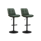 Songmics Barski stoli nastavljiva višina vrtljivi komplet 2 kosov 48x44x112 cm zeleni