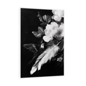Canvas Slika na platnu Crno belo cvece, Sa ramom, 80 x 120 cm, Beli
