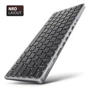 AXAGON HMC-KB-NRD USB-C 5Gbps tipkovnica z 9-v-1 večvratnim hubom, SD/microSD, 3x USB-A, HDMI 4K/60Hz, PD 100W, avdio, nordijska razporeditev, 60 cm USB-C kabel