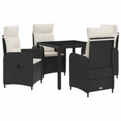 Vidaxl Zunanja jedilnica 5 pcs Črna in krem bela 90 x 90 x 75 cm