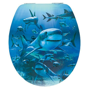 Poseidon WC daska Hai 3D (Samospuštajuca, Drvo, Plave boje)