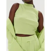Sinsay - Rebrasti crop top bez rukava sa stojec´om kragnom - svetlo zelena