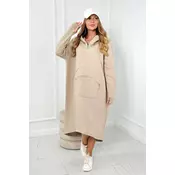 Beige insulated dress with a hood