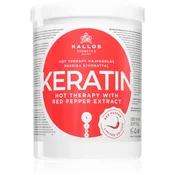 Kallos Cosmetics Keratin Hot Therapy With Red Pepper Extract maska za lase vse vrste las 1000 ml za ženske