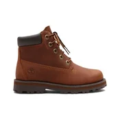 Timberland unisex za otroke. TB0A28U23581 Rjavi usnjeni škornji z vezalkami Courma (22), Rjava, Ravna stran, Čipke, Zip, Prilo&
