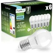 LUMILED 6x LED žarnica E27 krogla P45 5W = 40W 470lm 6500K hladno 180°