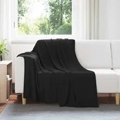 Vidaxl Odeja Črna 200 x 150 cm Flis