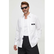 Pamučna košulja Versace Jeans Couture za muškarce, boja: bijela, regular, s klasičnim ovratnikom