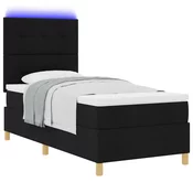vidaXL vidaXL Box Spring Postelja z Vzmetnico in LED Črna 90x200 cm Tkanina, (22067352)