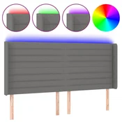 Vidaxl LED posteljno vzglavje temno sivo 203x16x118/128 cm blago