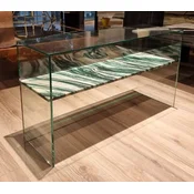 Casa Padrino luxury glass console with marble shelf green/cream white 90 cm
