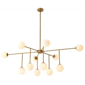 Casa Padrino luxury chandelier antique brass/white 187 x 120 x H. 50 cm - Living room chandelier with adjustable arms - Luxury lighting - Luxury interior - Luxury quality