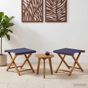 vidaXL Ležalnik 2 pcs Trdna Eukaliptusova Les Modra