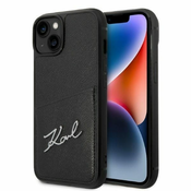 NEW Karl Lagerfeld Signature Logo Cardslot - ohišje za iPhone 14 (črno)
