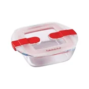 Square food container, with lid, heat-resistant glass, 25x22cm/2.2L, 