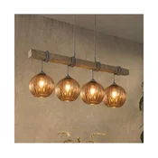Brilagi - Lestenec na kablu WOOD GLASS 4xE27/60W/230V bor/siva/dimno rjava