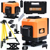 Rosfix ROSFIX SET LASERSKI NIVELIR ROT12L – 12 LINIJ, IP54, 25 M, 2X3500MAH, STATIV 43–120 CM | Z DALJINCEM, (5000075883)