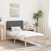 vidaXL Posteljni okvir z oblazinjenim vzglavjem Temno siva 90 x 200 cm