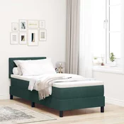 Vidaxl Postelja z vzmetnico z vzmetnico Temno zelena 80 x 200 cm blago