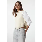 Trendyol Stone Buttoned Knitwear Sweater