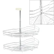 Vidaxl Kuhinjska košara 2-nadstropna srebrna 180 stopinj 75x38x80 cm