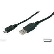 Digitus USB 2.0 priključni kabel [1x USB 2.0 vtič A - 1x USB 2.0 vtič Micro-B] 1 m črna Digitus