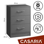 Northix Nočna omarica s predali, antracit MDF, 54x39x28 cm