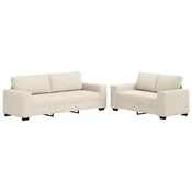 Sofa 2 pcs Bež 221 x 80 x 82 cm Platnasta tkanina
