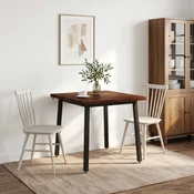vidaXL 70 x 70 x 75 cm Masiven les akacije Temno rjava in črna Kvadrat