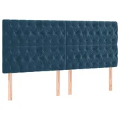 Vidaxl Vzglavje postelje temno modro 200x7x118/128 cm žametno
