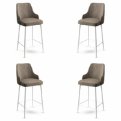 HANAH HOME Set 4 barske stolice Enox Cappuccino White