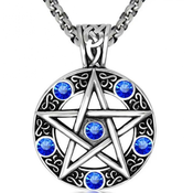 Ogrlica Pentagram - Srebrna / Modra KP34591